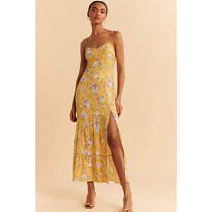 Abercrombie & Fitch Yellow Floral Maxi Dress Size XL NWT